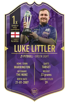 Ultimate Darts Card Luke Littler Runner Up WC 2024