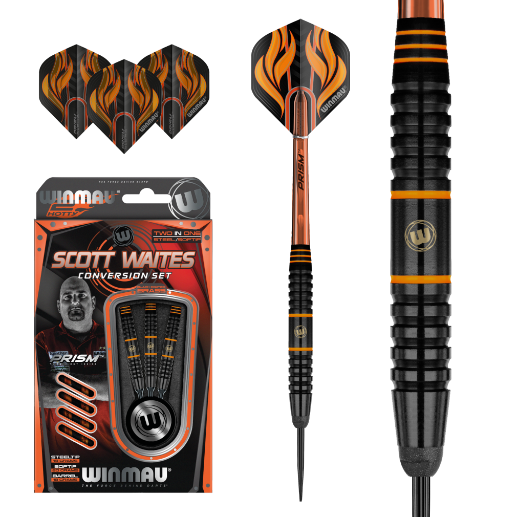 Lotki dart SCOTT WAITES BRASS 2 in 1 Winmau steel/soft